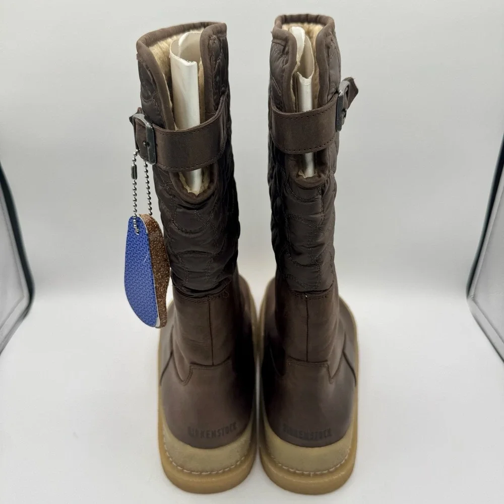 Birkenstock Iskut‎ Boots Women's Size 7 EU 38 Brown Leather Fleece-Lined